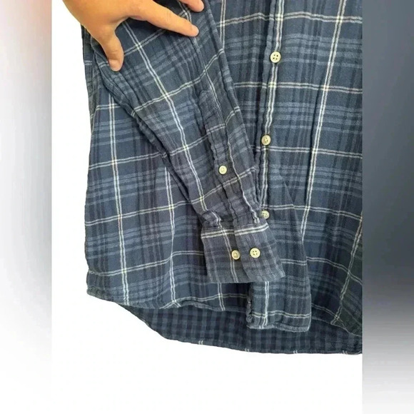 Peter millar Mens Mountainside Collection Cotton Flannel Shirt Blue/Blue Plaid - Picture 9 of 11